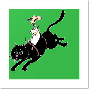 Rat and Cat Rodeo-pets humor Posters and Art